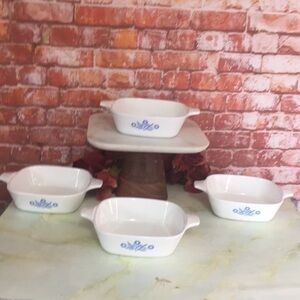 Vintage CorningWare Petite Pan Set of Four Blue Corn Flower Pattern P-41